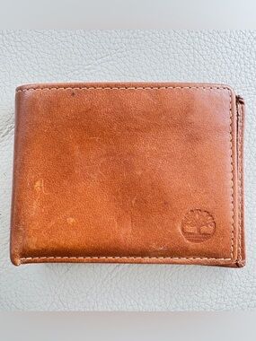 Timberland Tan Leather Bifold Card Holder Men Wallet